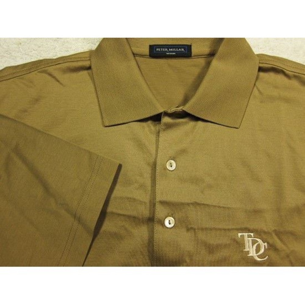 NEW Peter Millar Solid Golden Brown Cotton Golf Polo Shirt M Dominion Club